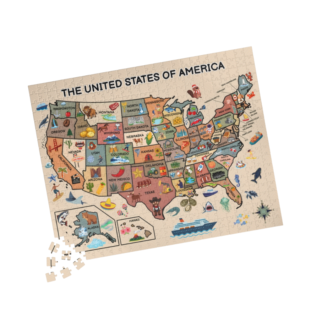 The 50 States Map Jigsaw Puzzle