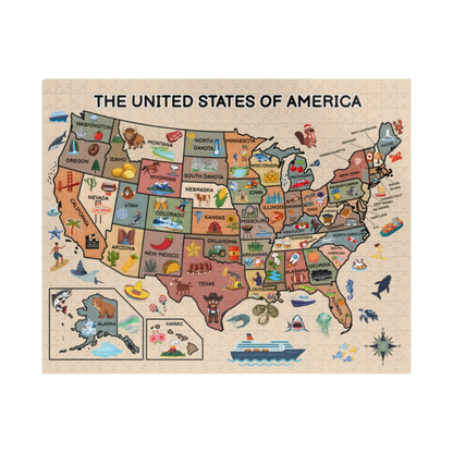 The 50 States Map Jigsaw Puzzle