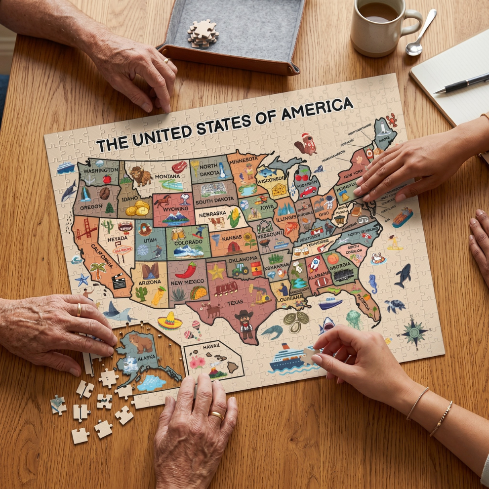 The 50 States Map Jigsaw Puzzle